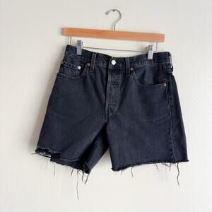 Levi's Black Denim 501 High Rise Cut Off Distressed Jean Shorts 28 Casual Norm